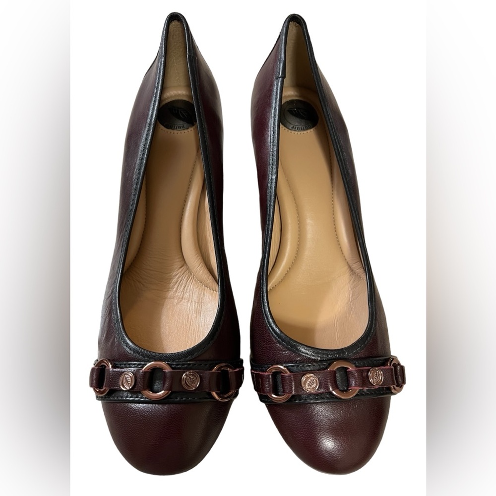 Nurture Maroon Rose Gold Career Wedge Heel Dress Size 10
